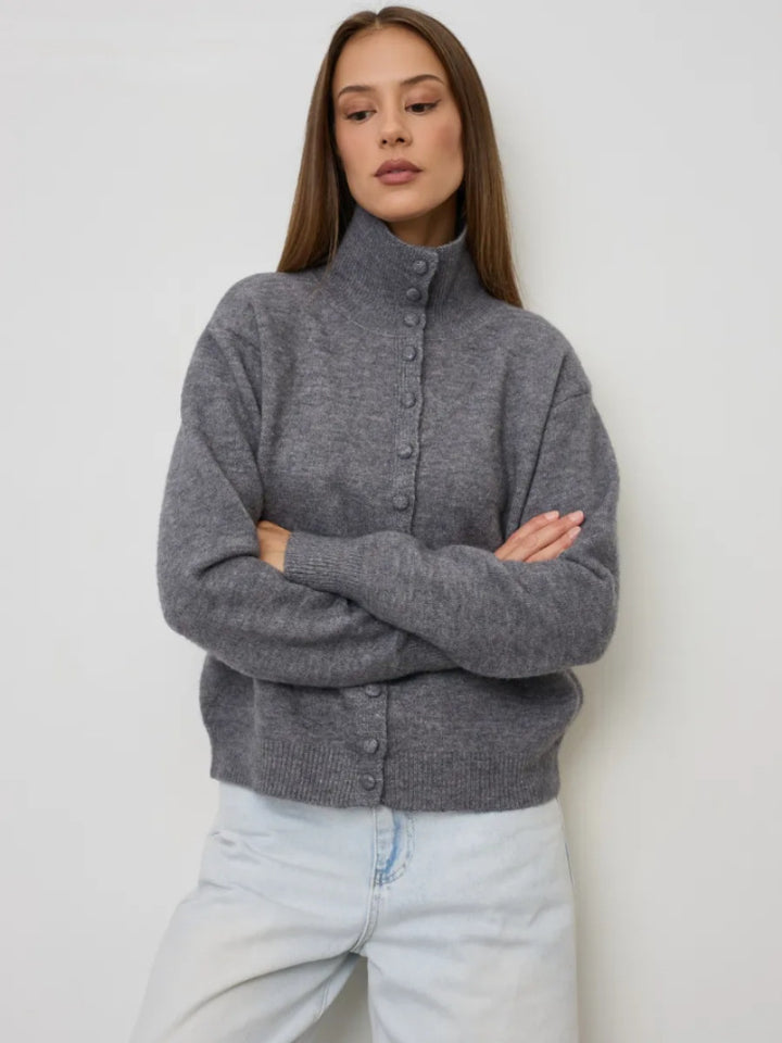 Damen Eleganter Pullover mit Knopfleiste Drune