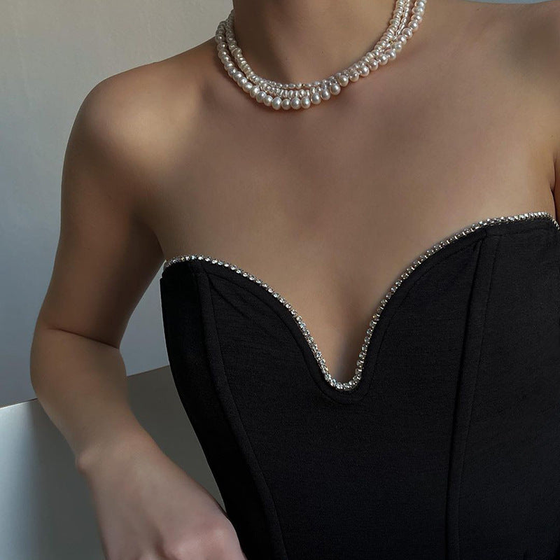 Damen Bustier-Oberteil mit herzförmigem Ausschnitt und elegantem Glamour Drune