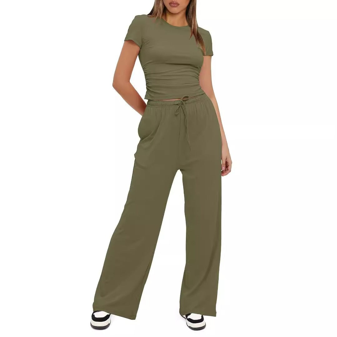 Damen Lässiges Lounge-Set mit weitem Oberteil und bequemen Hosen Drune