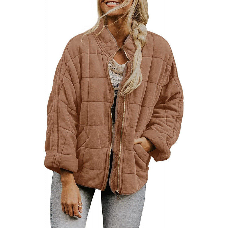 Damen Steppjacke im Oversized Schnitt mit Stehkragen und verdecktem Reißverschluss Drune