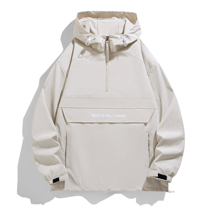 Damen Kapuzen-Anorak mit halbem Reißverschluss, Kängurutasche & verstellbarem Saum Drune