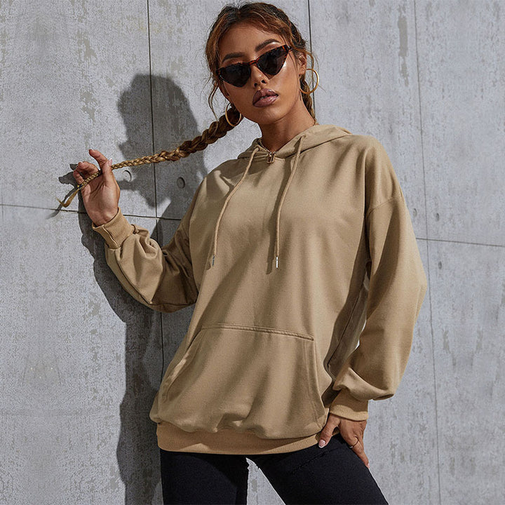 Damen Kapuzenpullover mit Statement-Backprint, Oversize‑Schnitt und gerippten Bündchen Drune