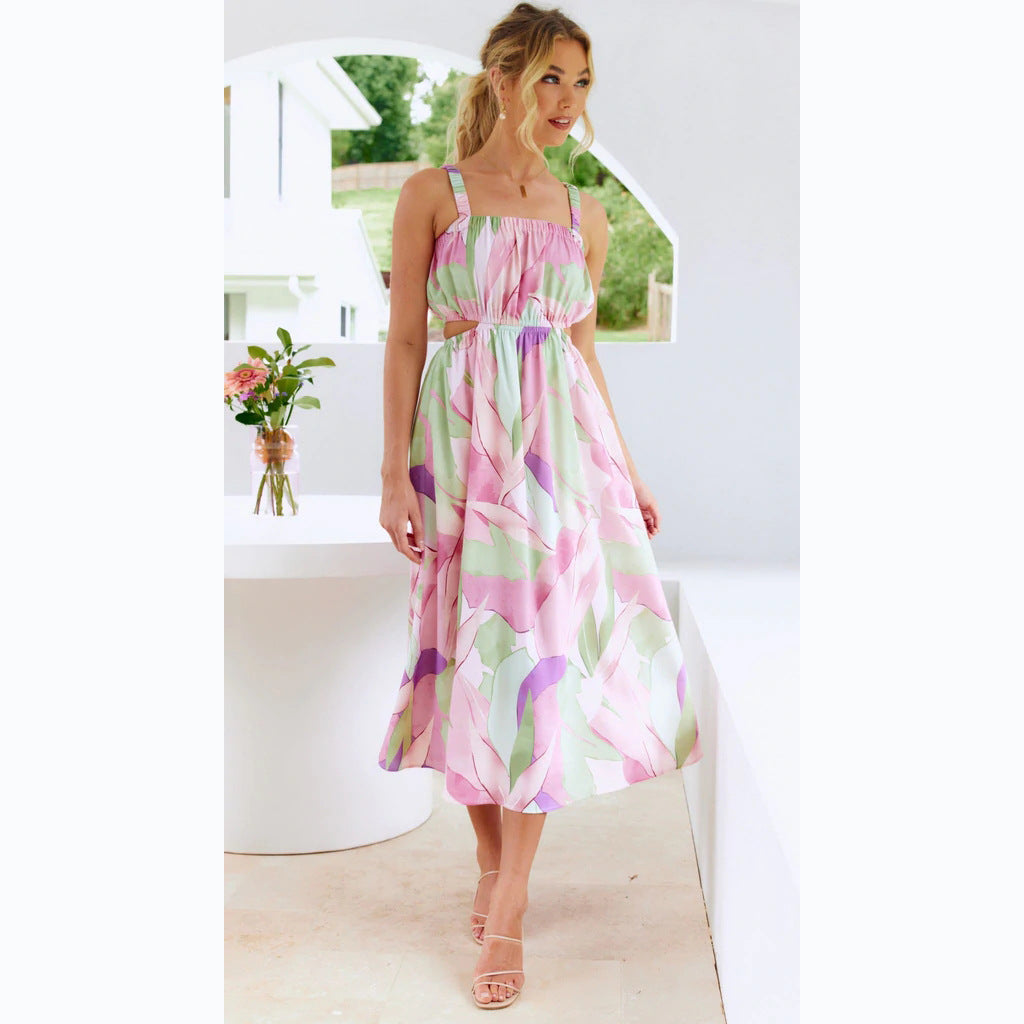 Damen Maxikleid mit elastischem Taillenzug und trägerfreiem Oberteil Drune
