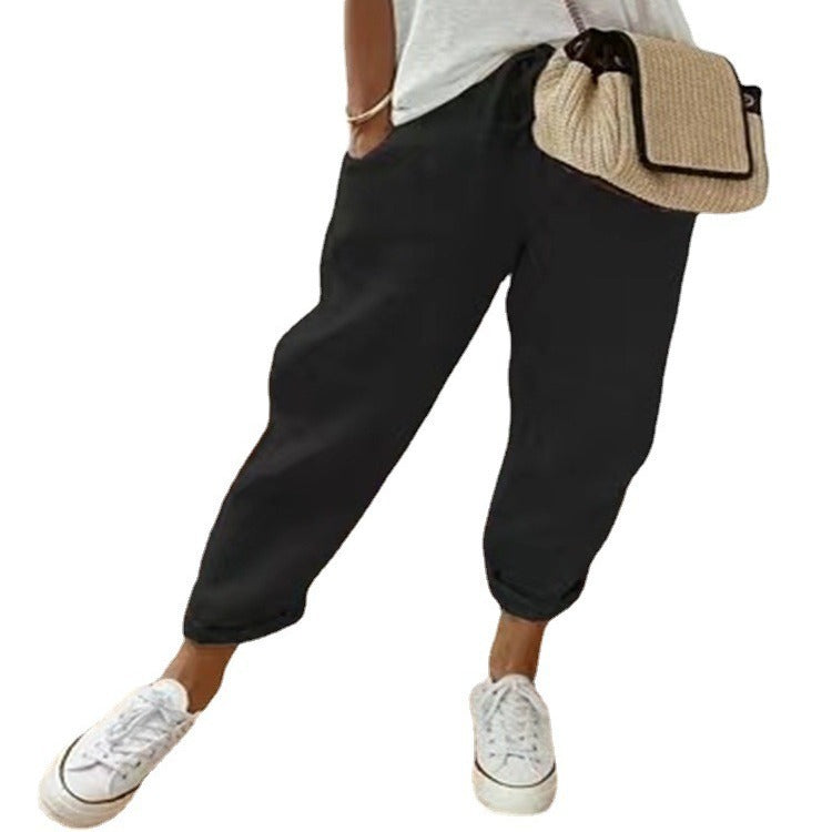 Damen Lockere Bedruckte Jogger mit Kordelzug und Rippbund Drune