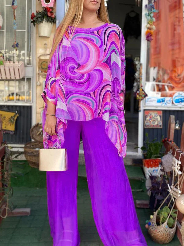 Drune | Buntes Chiffon Bedrucktes Set