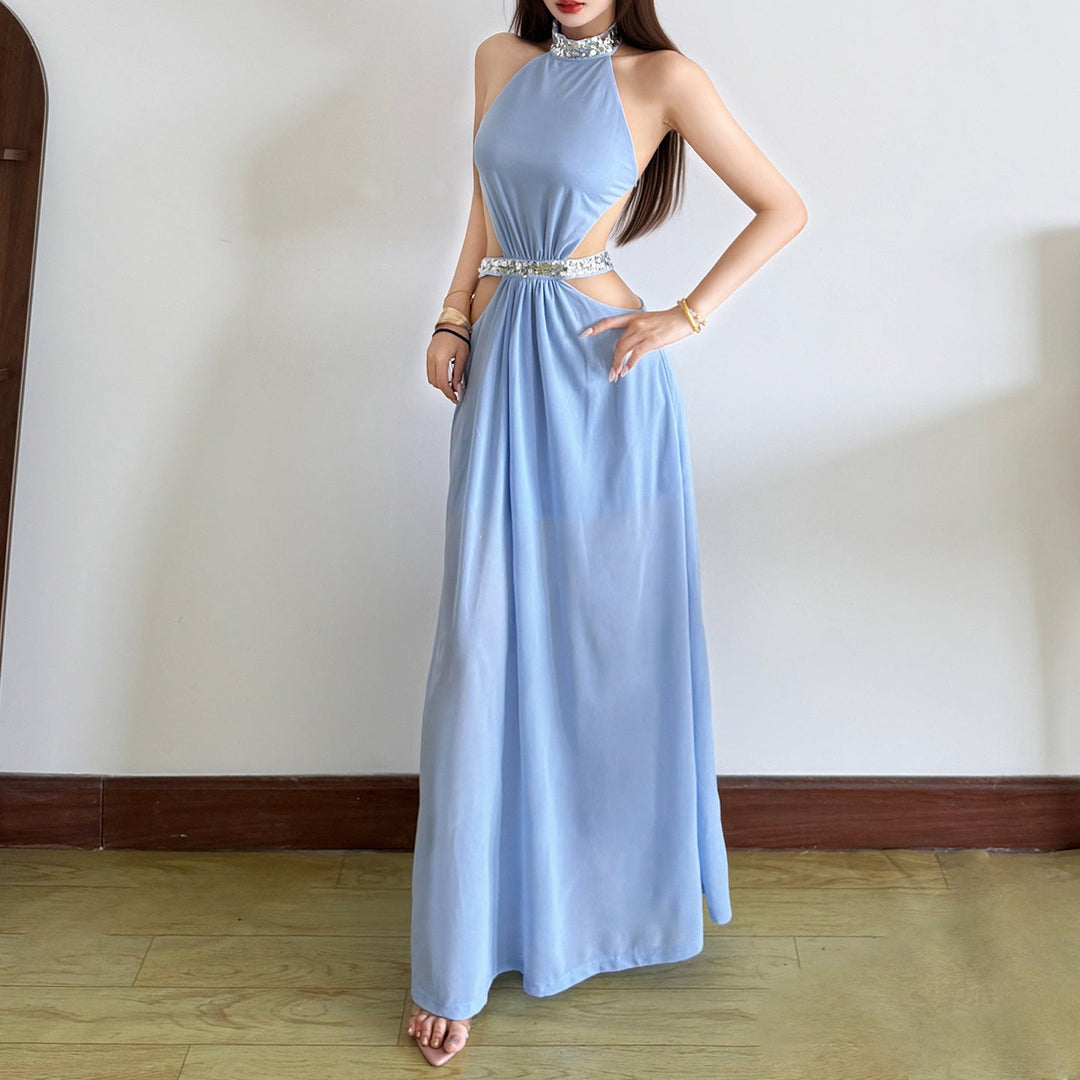 Damen Maxikleid mit seitlichen Cut-Outs und schwingendem Rock Drune