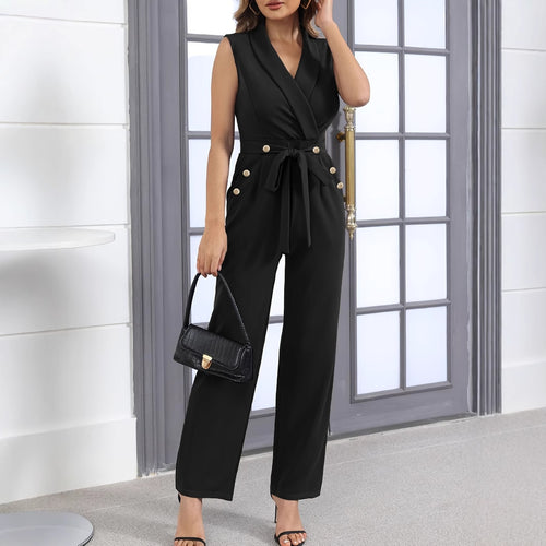 Damen eleganter Overall mit Knopfdetails und tailliertem Schnitt Drune