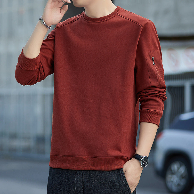 Herren Minimalistisches Sweatshirt mit Raglanärmeln und Reißverschluss-Ärmeltasche Drune
