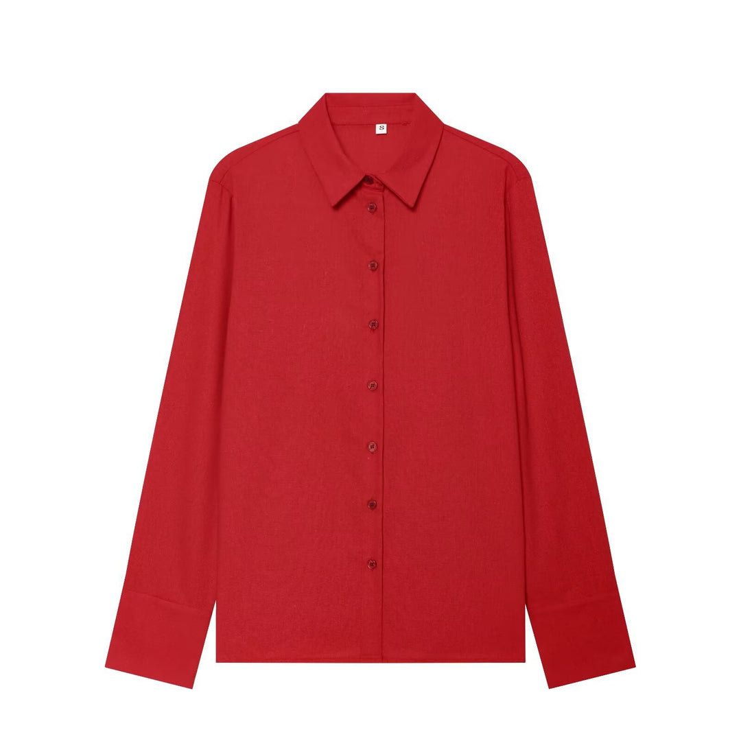 Damen Oversized Seidenimitat-Hemdbluse mit Kentkragen und Manschetten Drune