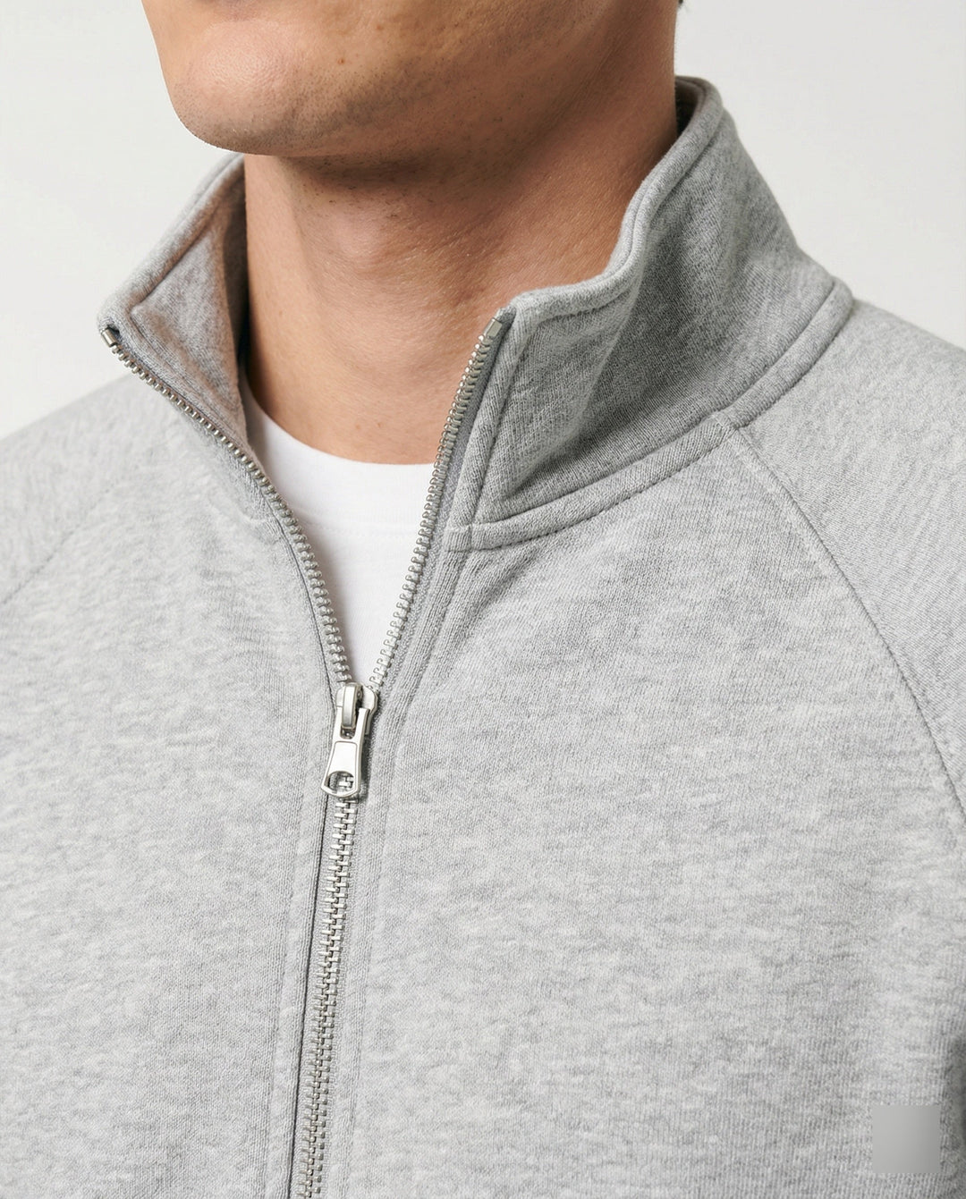 Herren strukturierte Stehkragen-Sweatjacke mit Raglanärmeln und durchgehendem Reißverschluss Drune