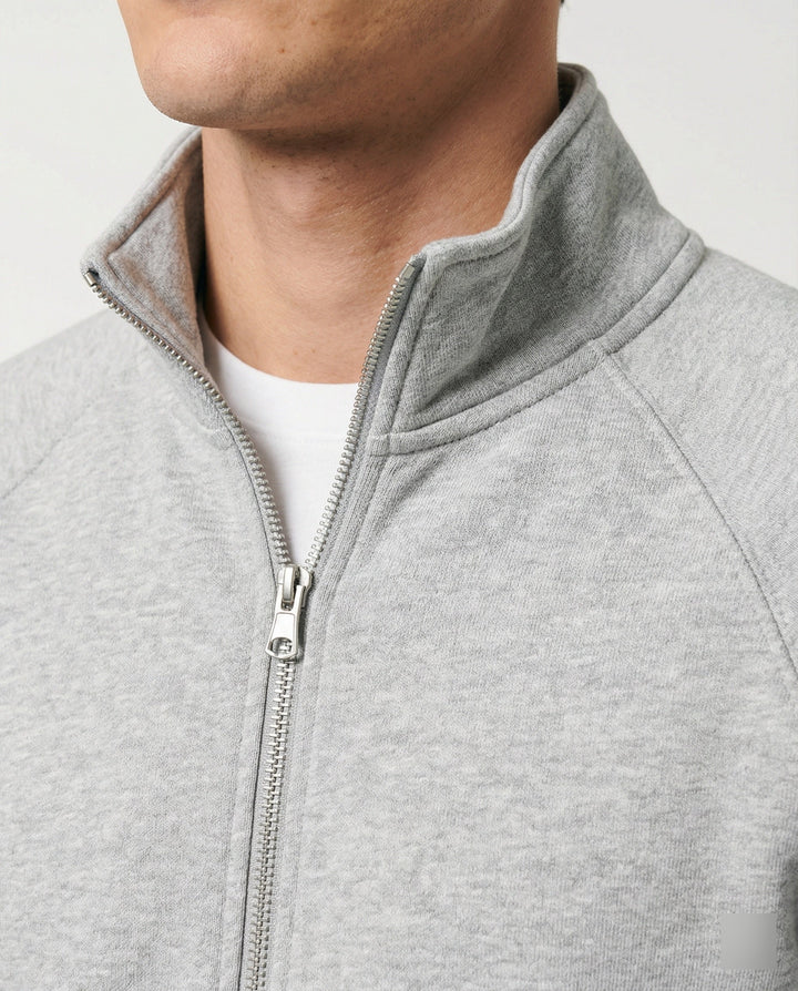 Herren strukturierte Stehkragen-Sweatjacke mit Raglanärmeln und durchgehendem Reißverschluss Drune