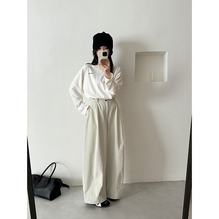 Damen Weite Palazzo-Hose mit fließendem Fall und hoher Taille Drune