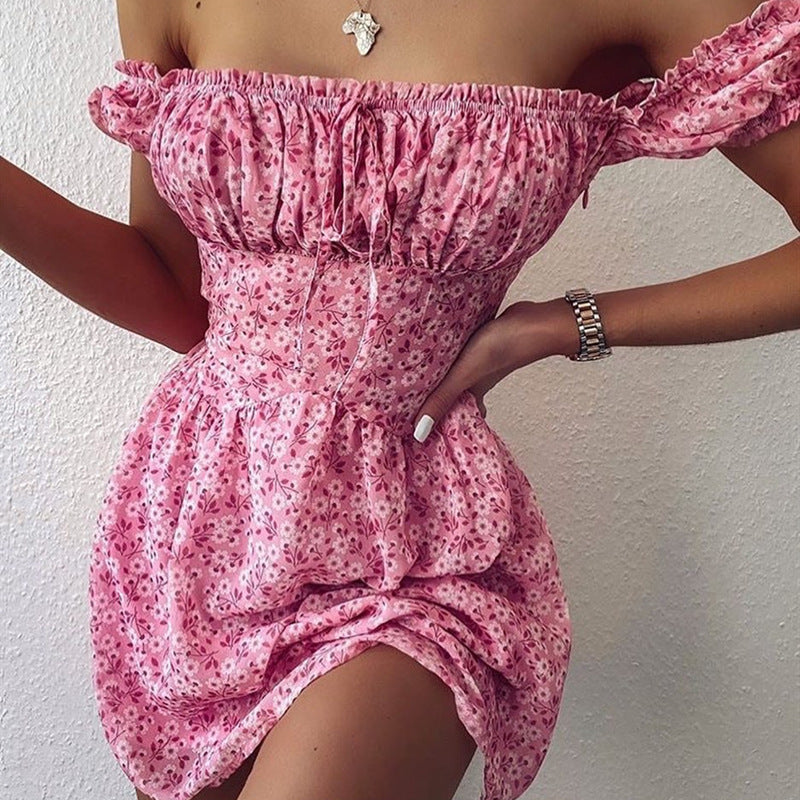 Damen Sommerliches Minikleid mit lässigem Off-Shoulder Schnitt und Volantdetails Drune