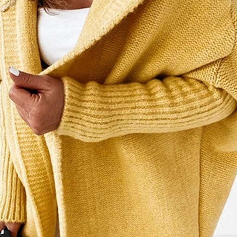 Damen Longline Kapuzen-Strickcardigan mit offener Front Drune
