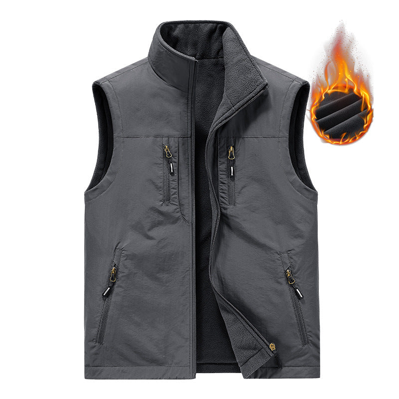 Herren Thermo-Outdoorweste mit Fleece-Innenfutter, windabweisender Shell und Mehrfach-Reißverschlusstaschen Drune
