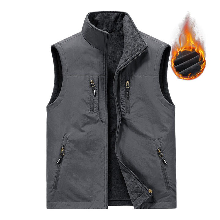 Herren Thermo-Outdoorweste mit Fleece-Innenfutter, windabweisender Shell und Mehrfach-Reißverschlusstaschen Drune