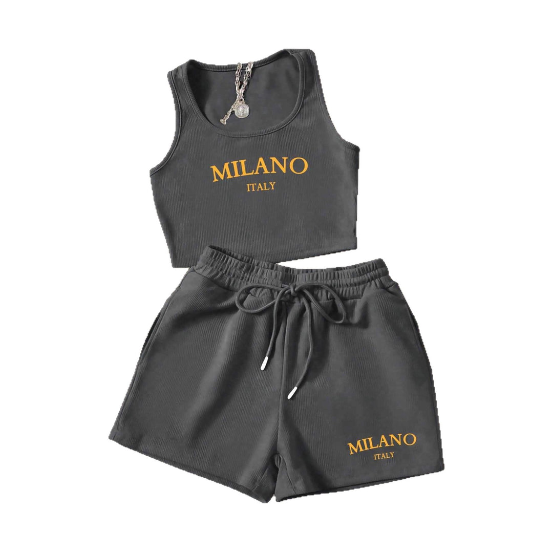 Damen Sportliches Zweiteiler Set mit Top und Shorts Drune