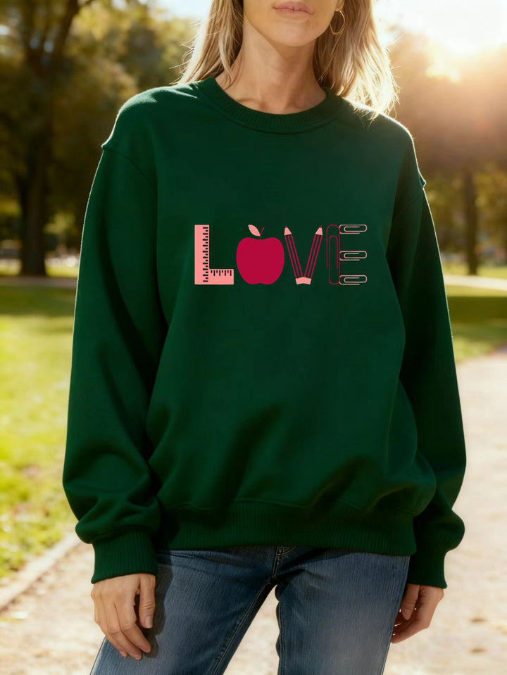 Damen Sweatshirt mit kreativem Love-Motiv Drune