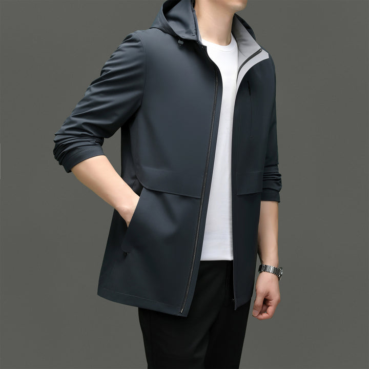 Herren leichte Freizeitjacke mit hohem Stehkragen und praktischen Taschen Drune