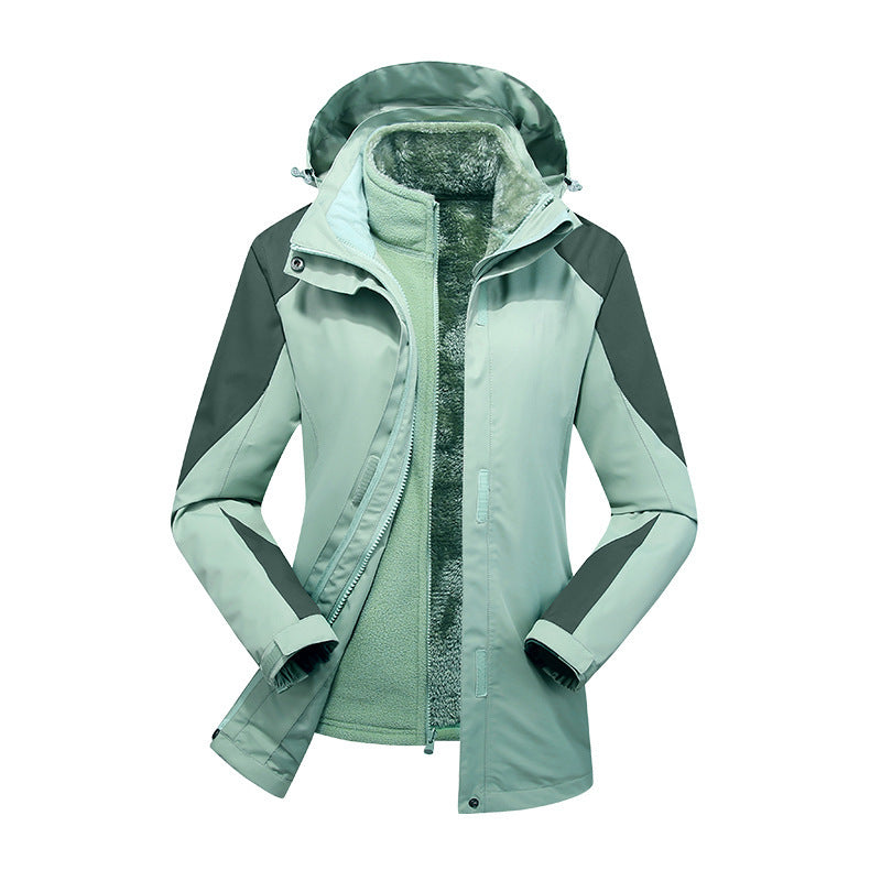 Damen Modulare Softshell-Regenjacke mit herausnehmbarer Fleece-Innenjacke und verstellbarer Kapuze Drune