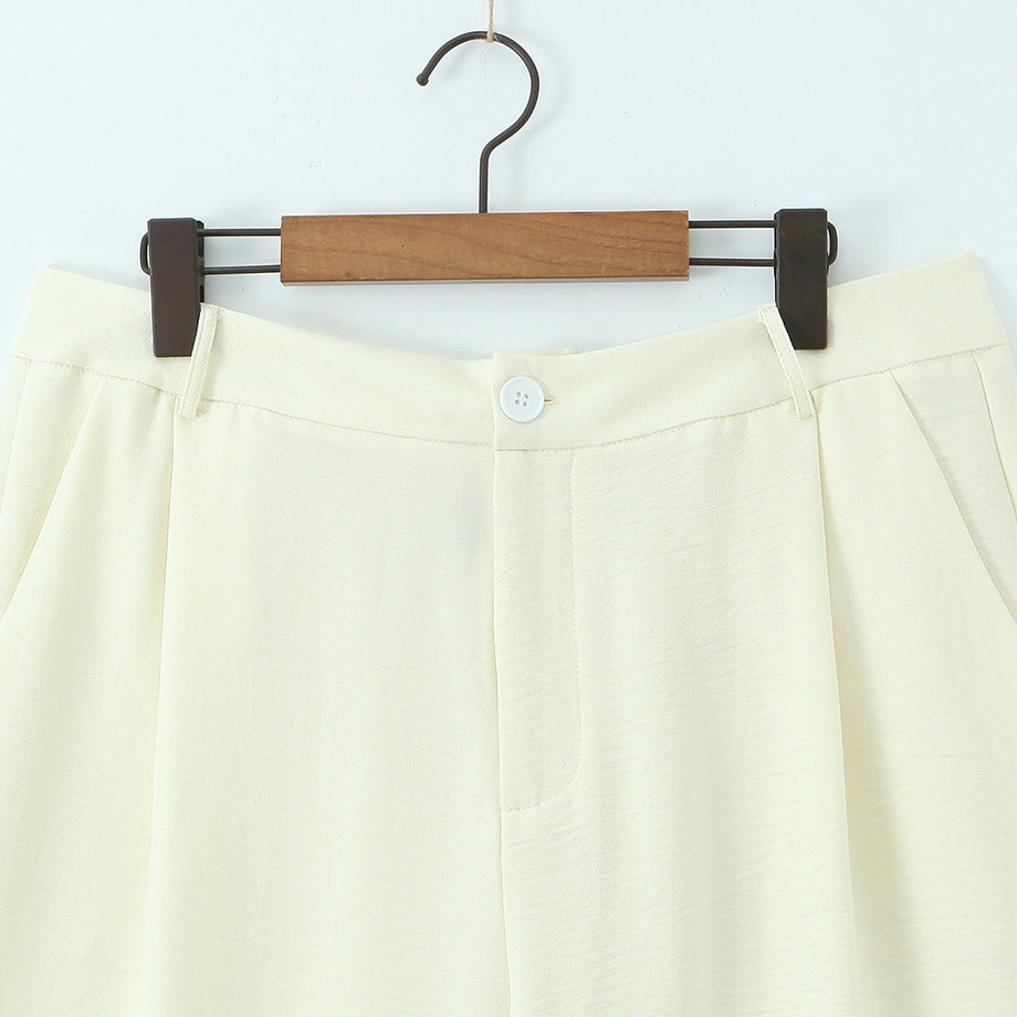 Damen Hochtaillierte leichte Palazzo-Hose mit weitem Bein und vorderer Bundfalte Drune