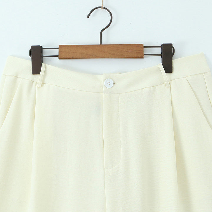 Damen Hochtaillierte leichte Palazzo-Hose mit weitem Bein und vorderer Bundfalte Drune