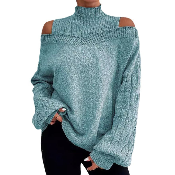 Damen Pullover mit schulterfreien Ärmeln und hohem Kragen Drune