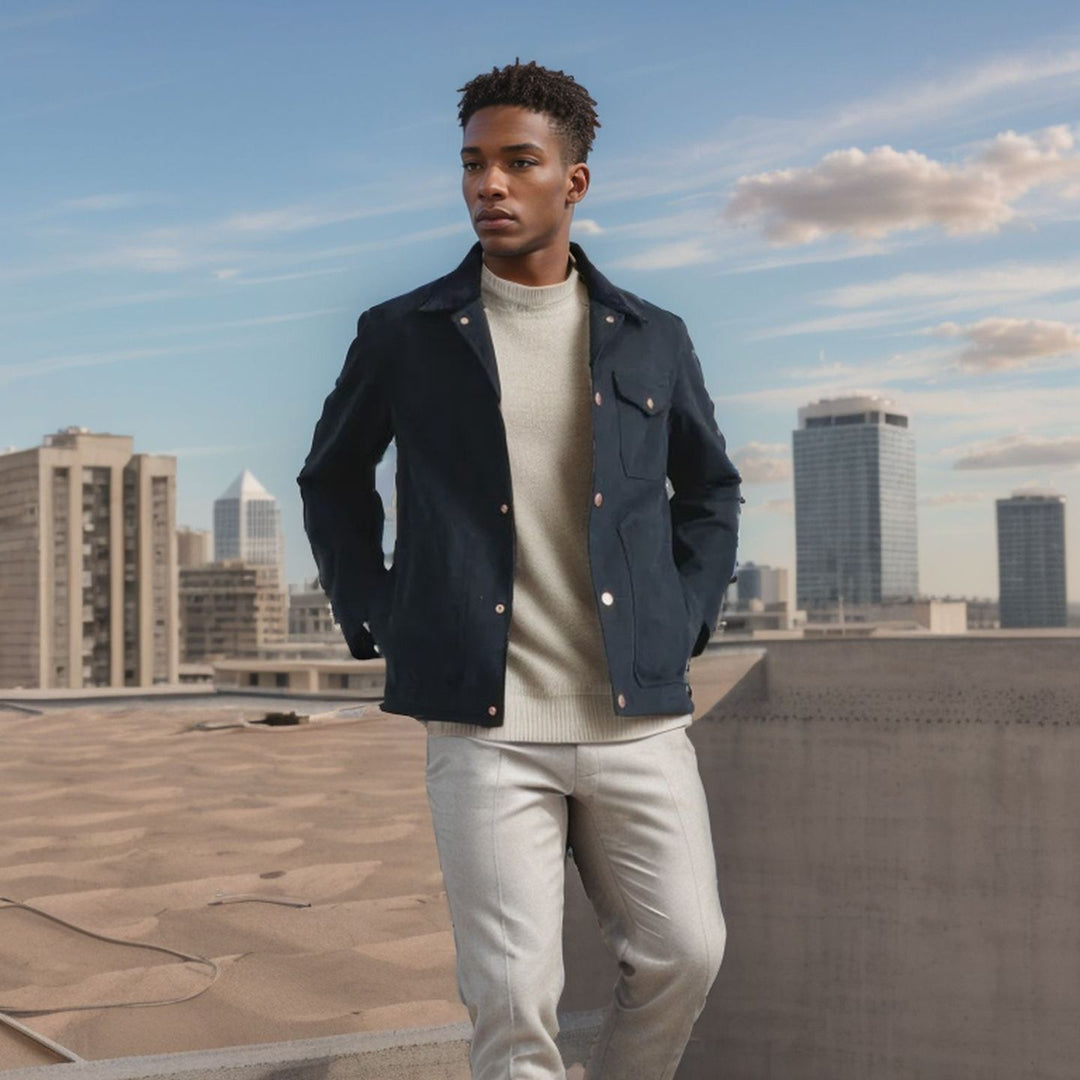 Herren lässige Baumwolljacke im Worker-Stil Drune