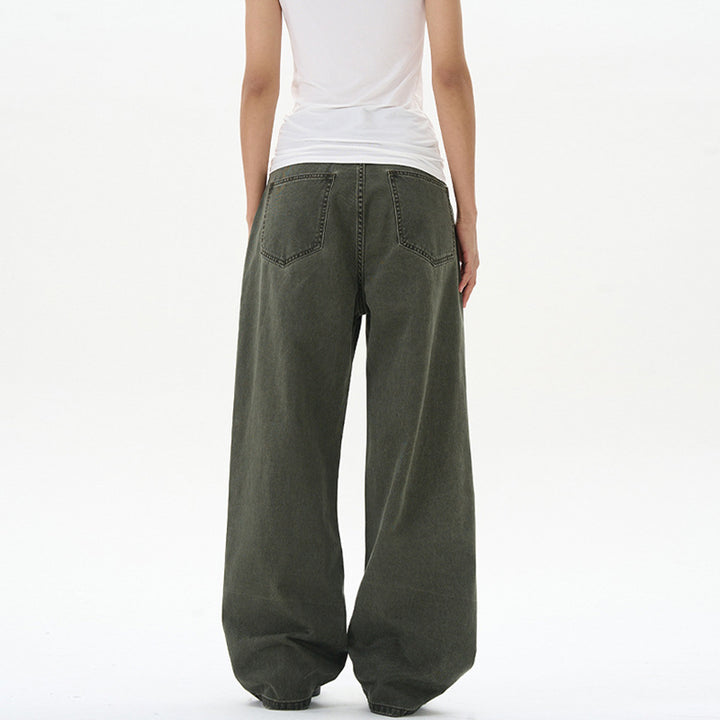 Damen Hochgeschnittene Baumwoll-Jeans mit extra weitem Bein Drune