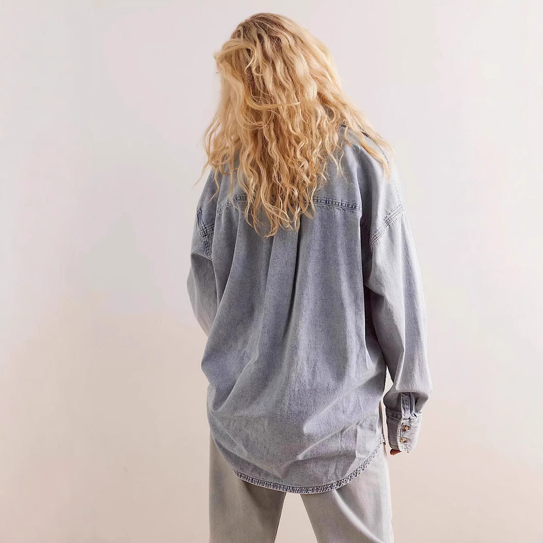 Damen Oversized Denim Hemd Drune