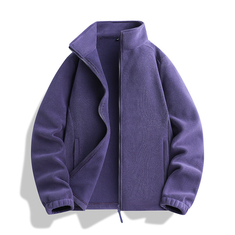 Unisex Fleecejacke mit Stehkragen, durchgehendem Reißverschluss und elastischen Bündchen Drune