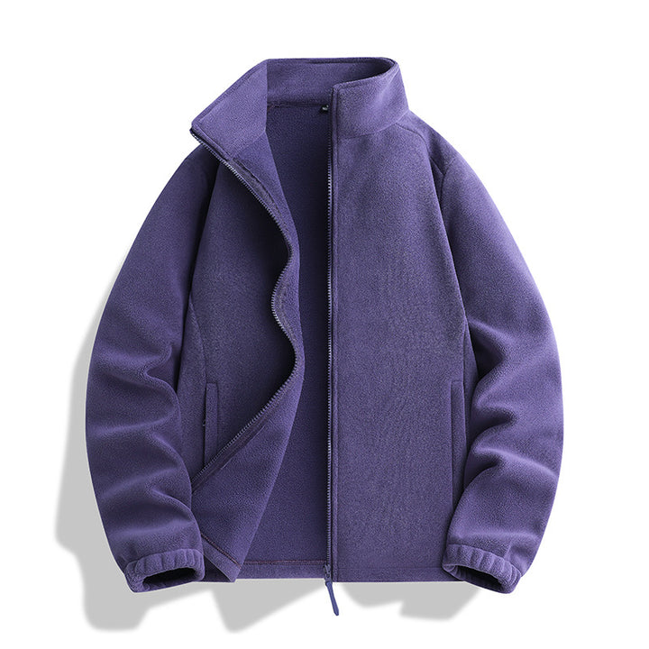 Unisex Fleecejacke mit Stehkragen, durchgehendem Reißverschluss und elastischen Bündchen Drune