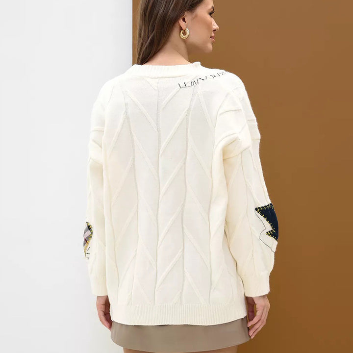 Damen Strickjacke mit bunten Stickereien Drune