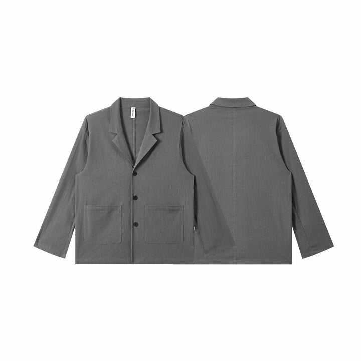 Herren Leichtes Struktur-Overshirt mit Reverskragen, Knopfleiste und aufgesetzten Taschen Drune