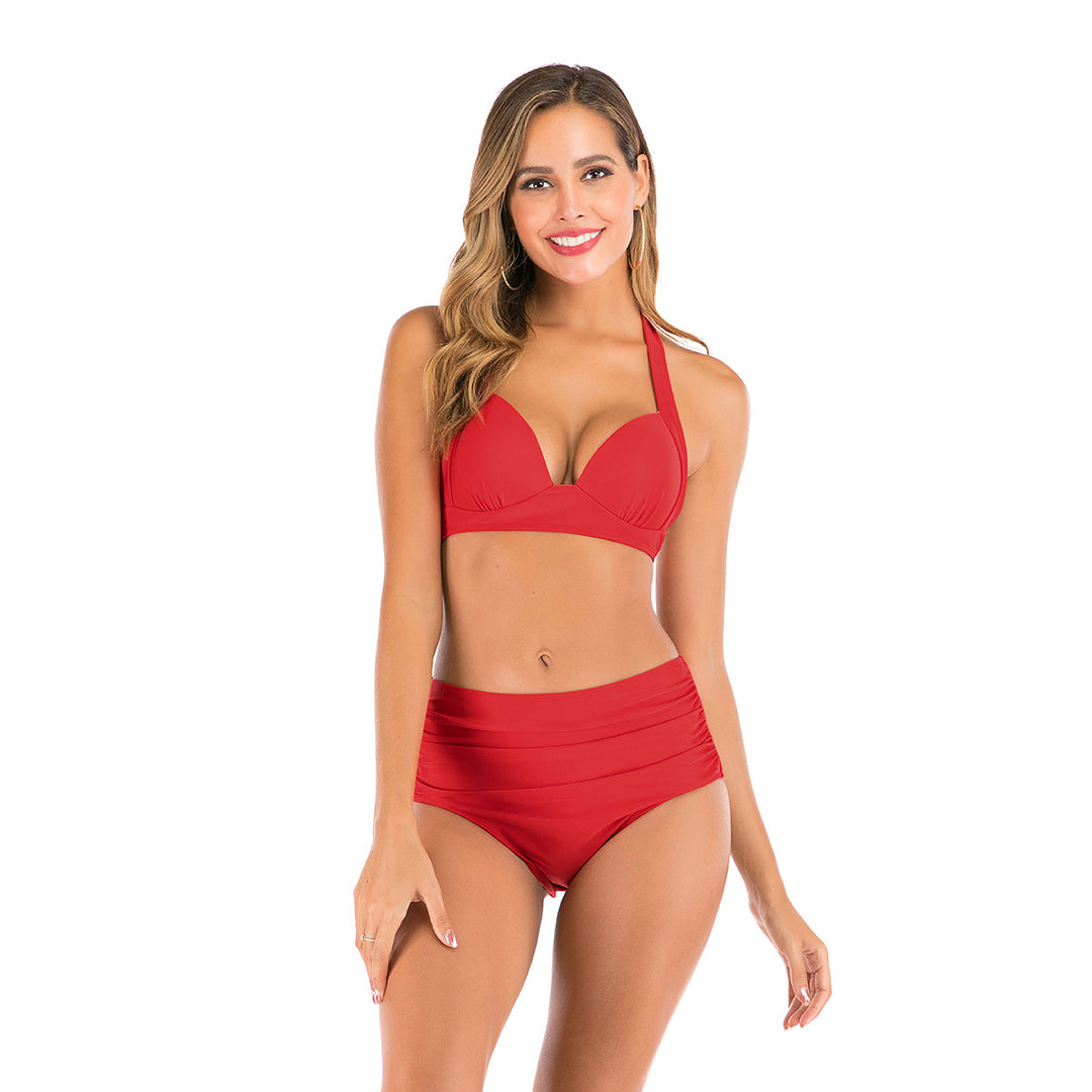 Damen Hoch taillierter Bikini mit floralem Design Drune