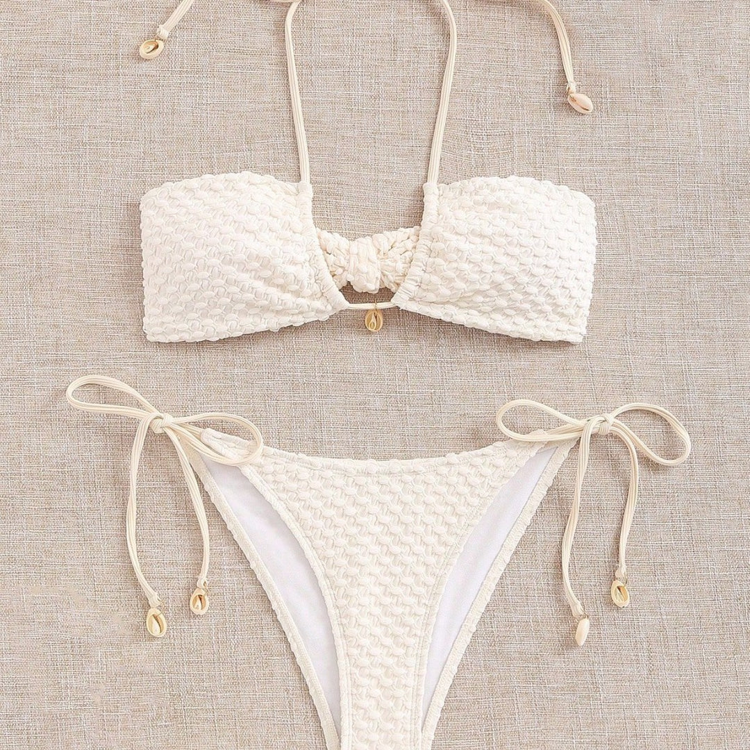 Damen Bandeau-Bikini mit elastischen Bindebändern Drune