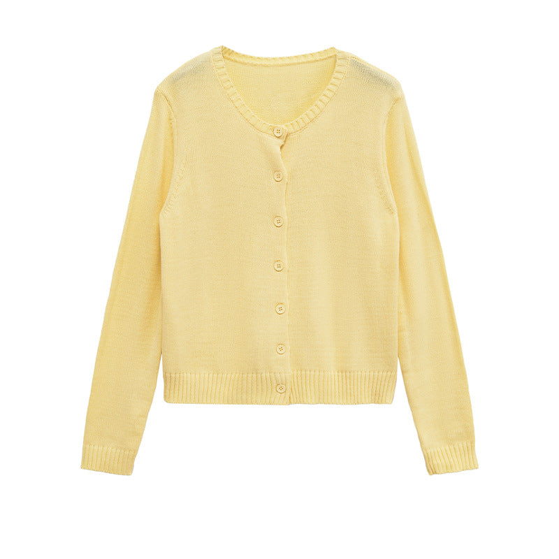 Damen kurzärmelige Strickjacke mit Knopfverschluss Drune