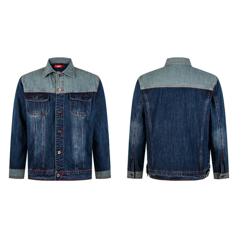 Herren Jeansjacke im Two-Tone-Look mit Kontrastnähten Drune