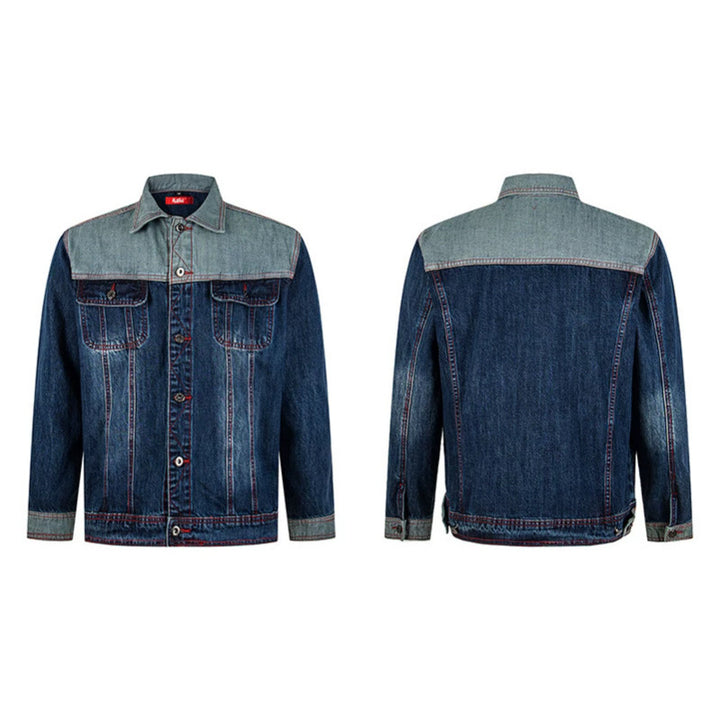Herren Jeansjacke im Two-Tone-Look mit Kontrastnähten Drune