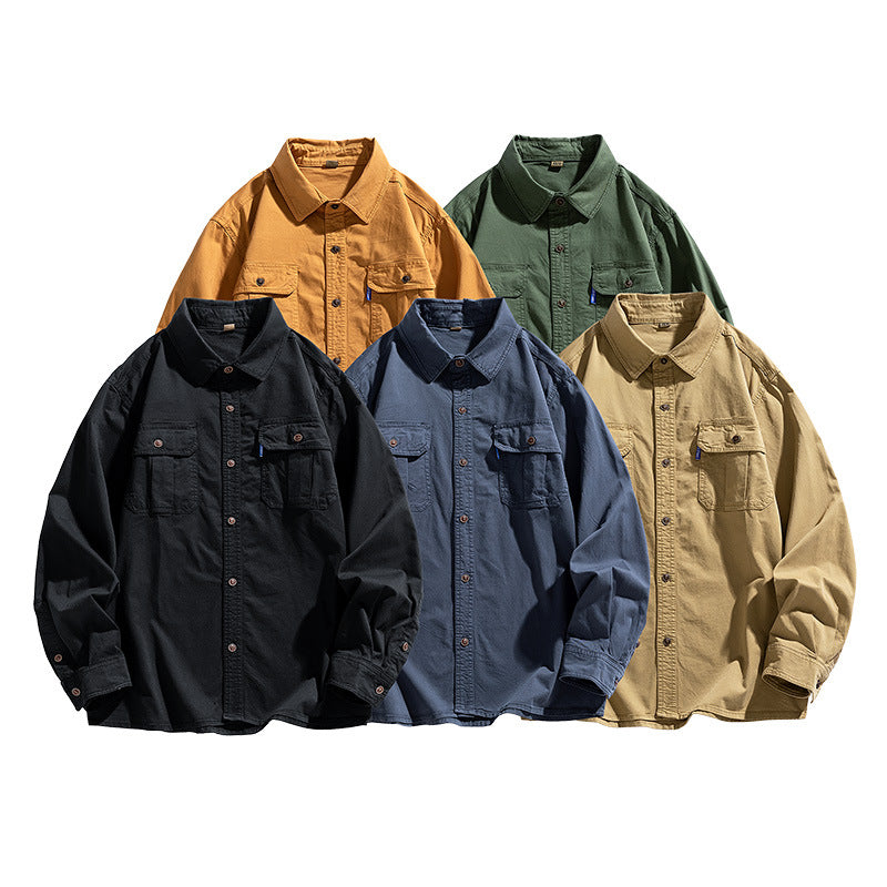 Herren Overshirt aus robustem Baumwoll-Twill mit Pattentaschen und durchgehender Knopfleiste Drune