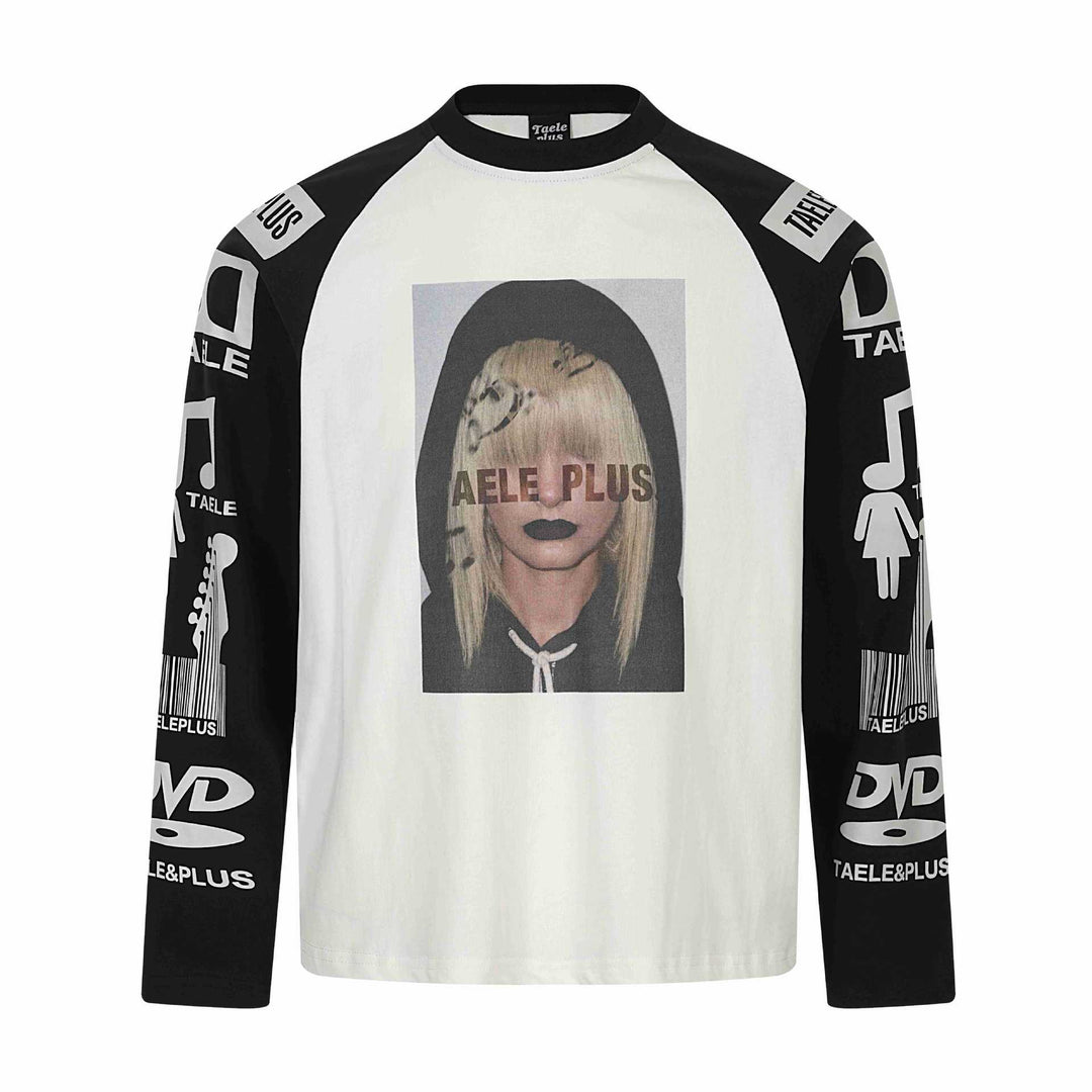 Unisex Langärmliges Raglan-Shirt mit großflächigem Fotoprint und Logo-Ärmeln Drune