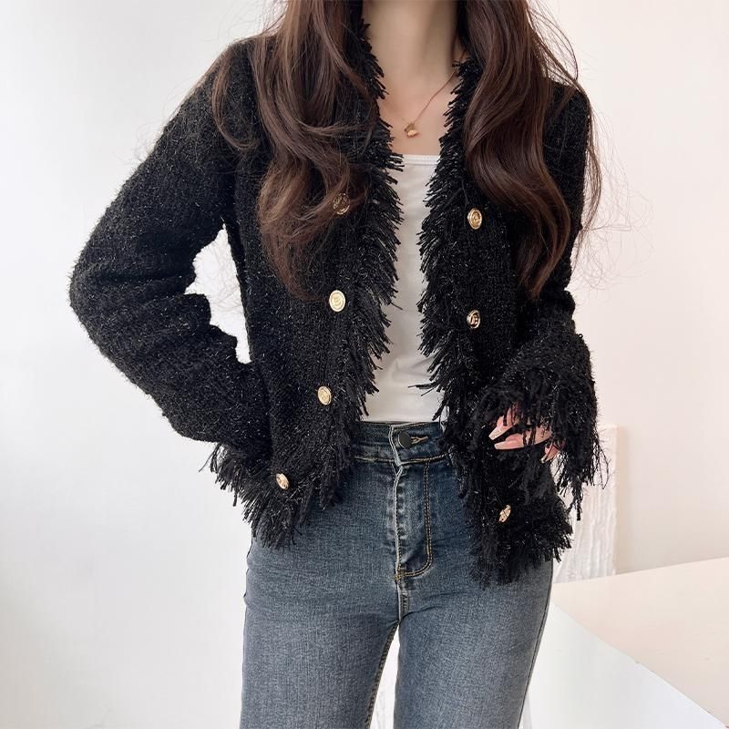 Damen Strickjacke mit Fransen Drune