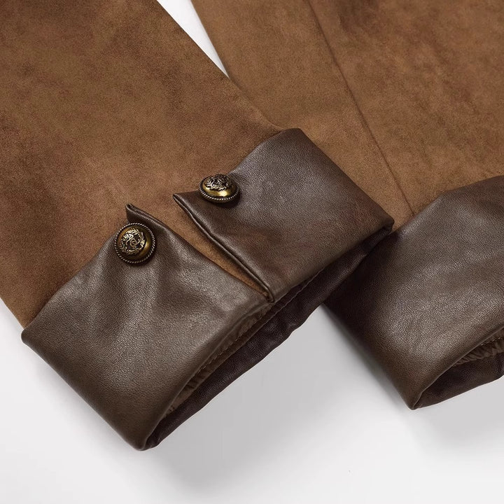 Damen Modische Wildlederjacke mit Taschen Drune