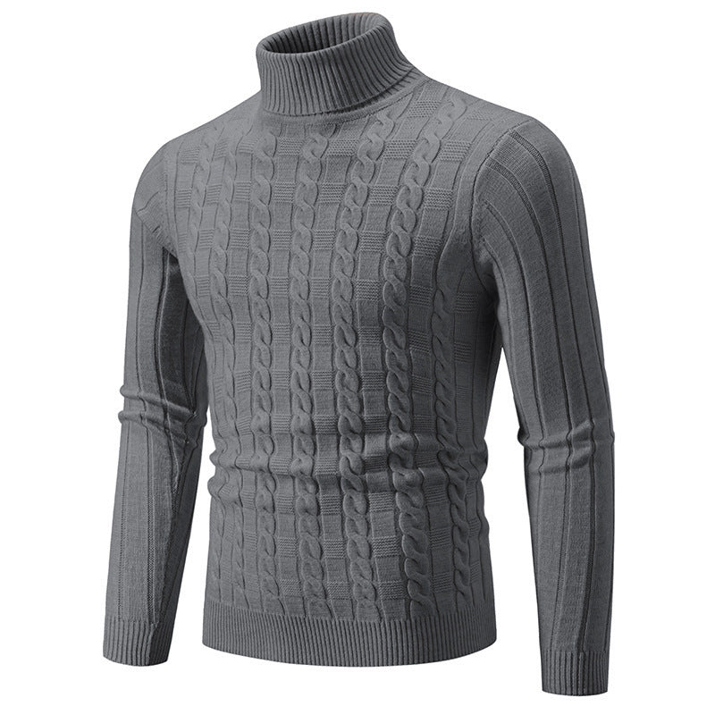 Herren modischer Rollkragenpullover mit strukturiertem Zopfdesign Drune