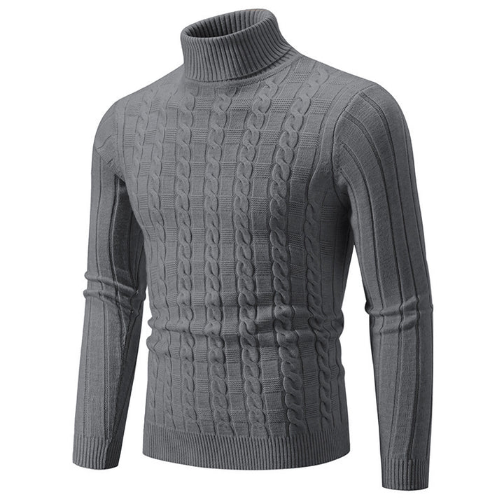 Herren modischer Rollkragenpullover mit strukturiertem Zopfdesign Drune