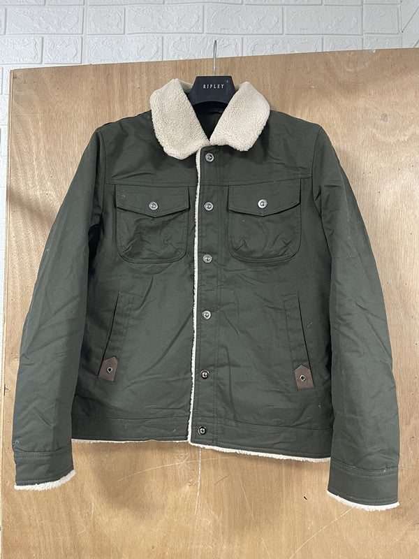 Herren Utility-Arbeitsjacke aus Canvas mit Kunstfellkragen und gesteppter Innenfütterung Drune