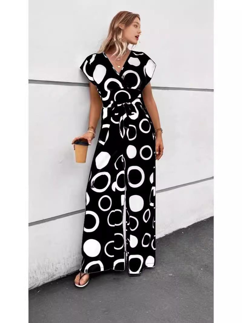 Damen Eleganter Jumpsuit mit stilvollem grafischen Muster Drune