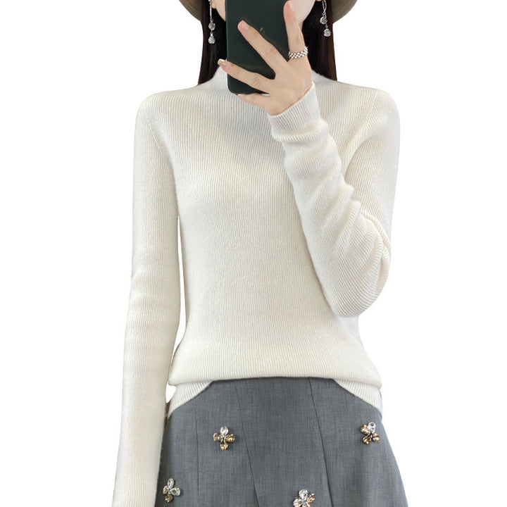 Damen Premium-Feinstrick-Mockneckpullover mit extra langen Ärmelabschlüssen und feiner Rippenstruktur Drune