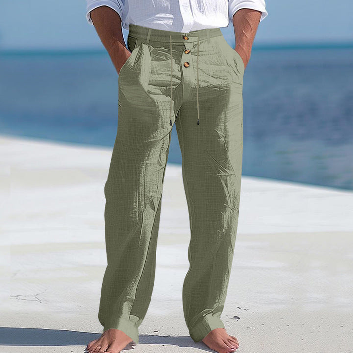 Herren lässige Hose mit hohem Bund und bequemen Taschen Drune