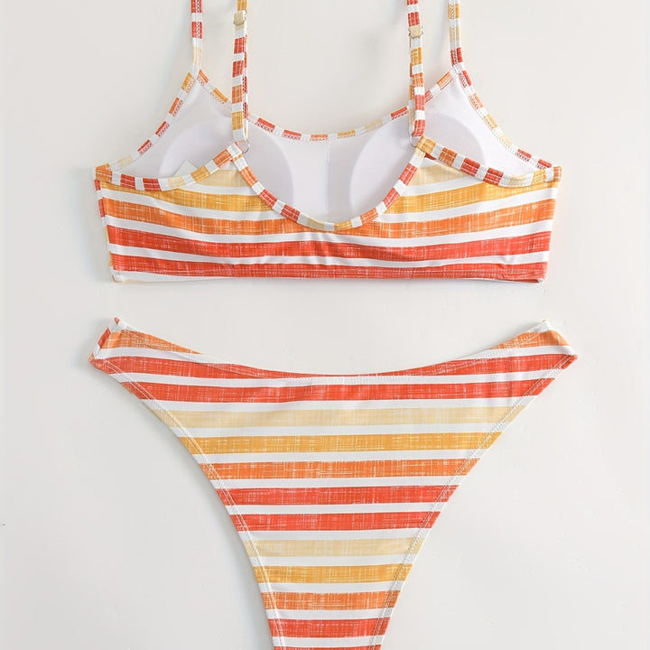 Damen Sportlicher Streifen-Bikini Drune